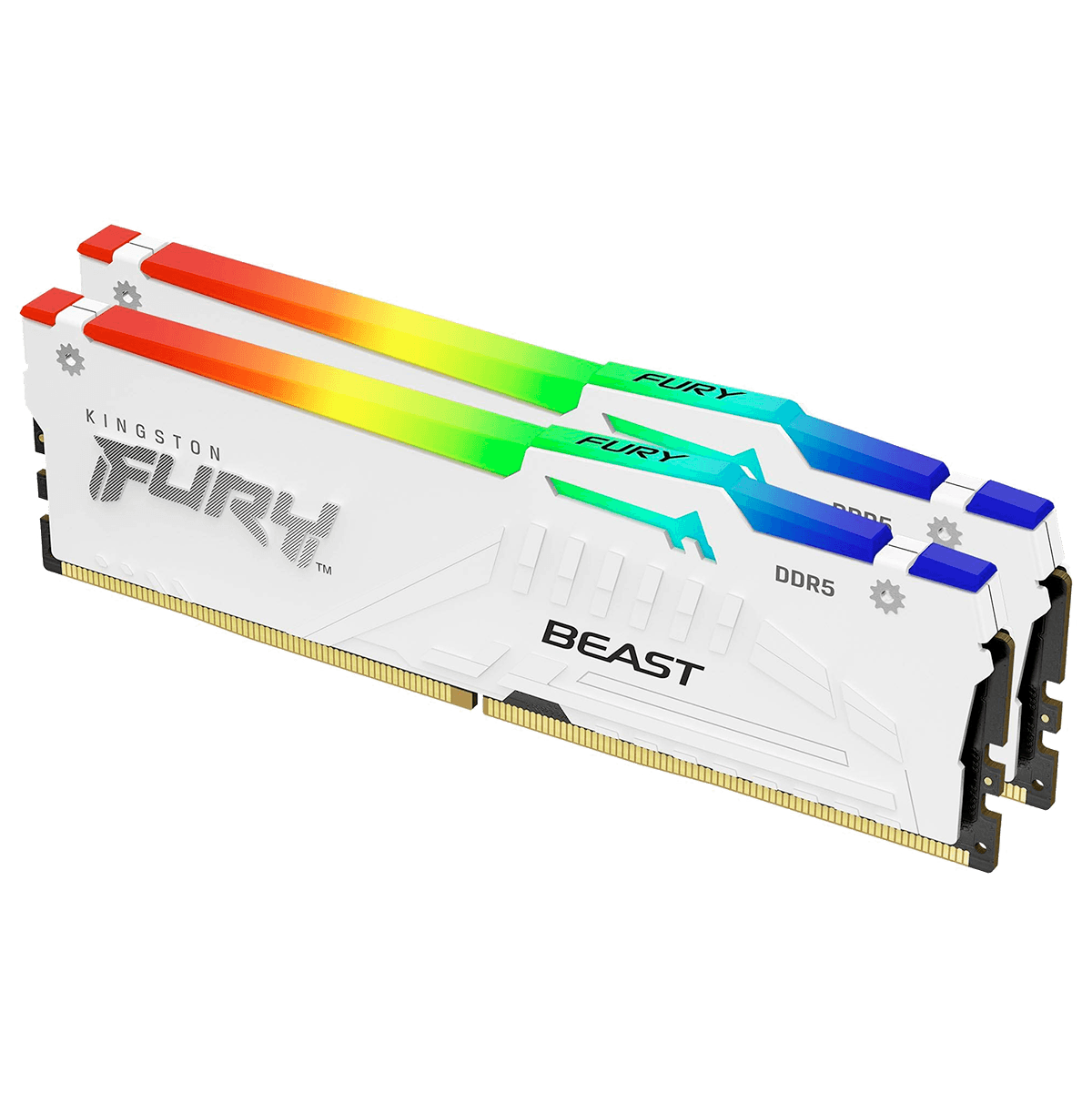Модуль памяти FURY Beast White RGB XMP 32ГБ, DDR5, DIMM, 5600 МГц, 44800 Мб/с (комплект 2 модуля)