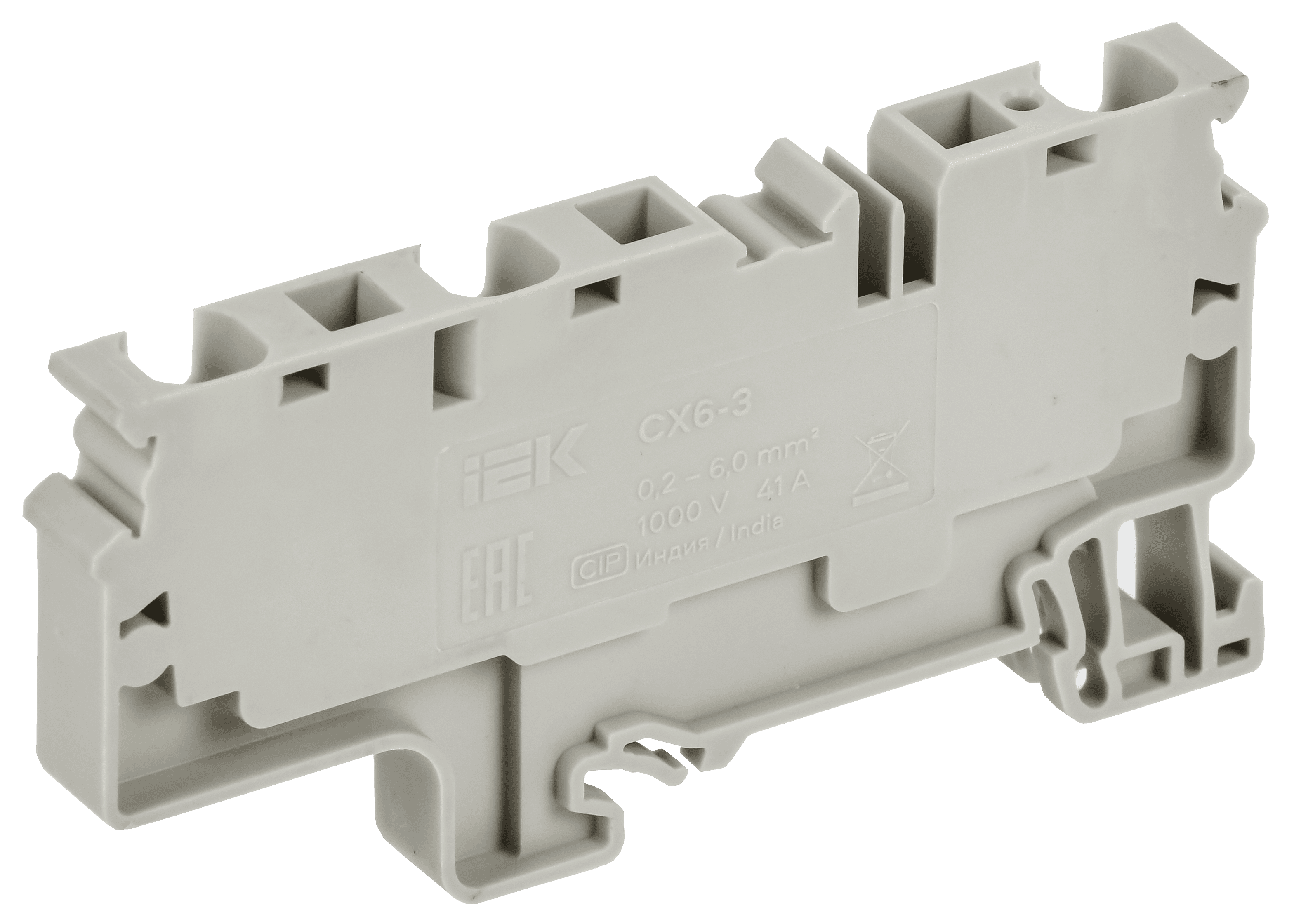 ARMAFIX Клемма пружинная CX6-3 6мм2 трехконтактная серая IEK