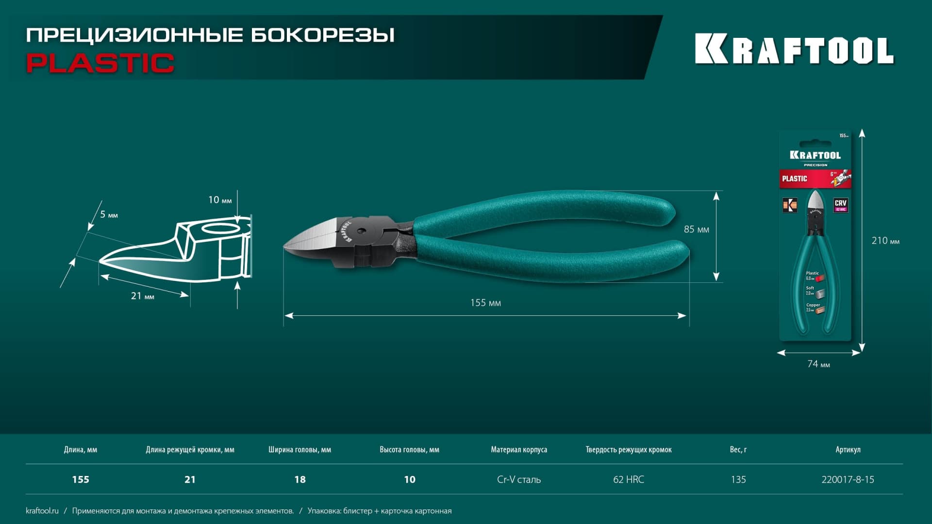 Прецизионные бокорезы Kraft Mini чистый рез 150 мм