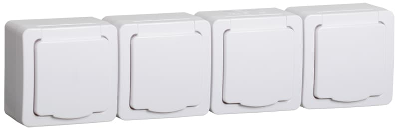 Гермес PLUS Розетка четырехместная наружная белая IP54