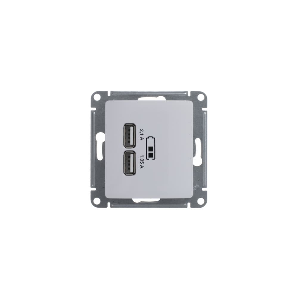 Розетка GLOSSA USB A+A 5В/2100мА 2х5В/1050мА механизм белый