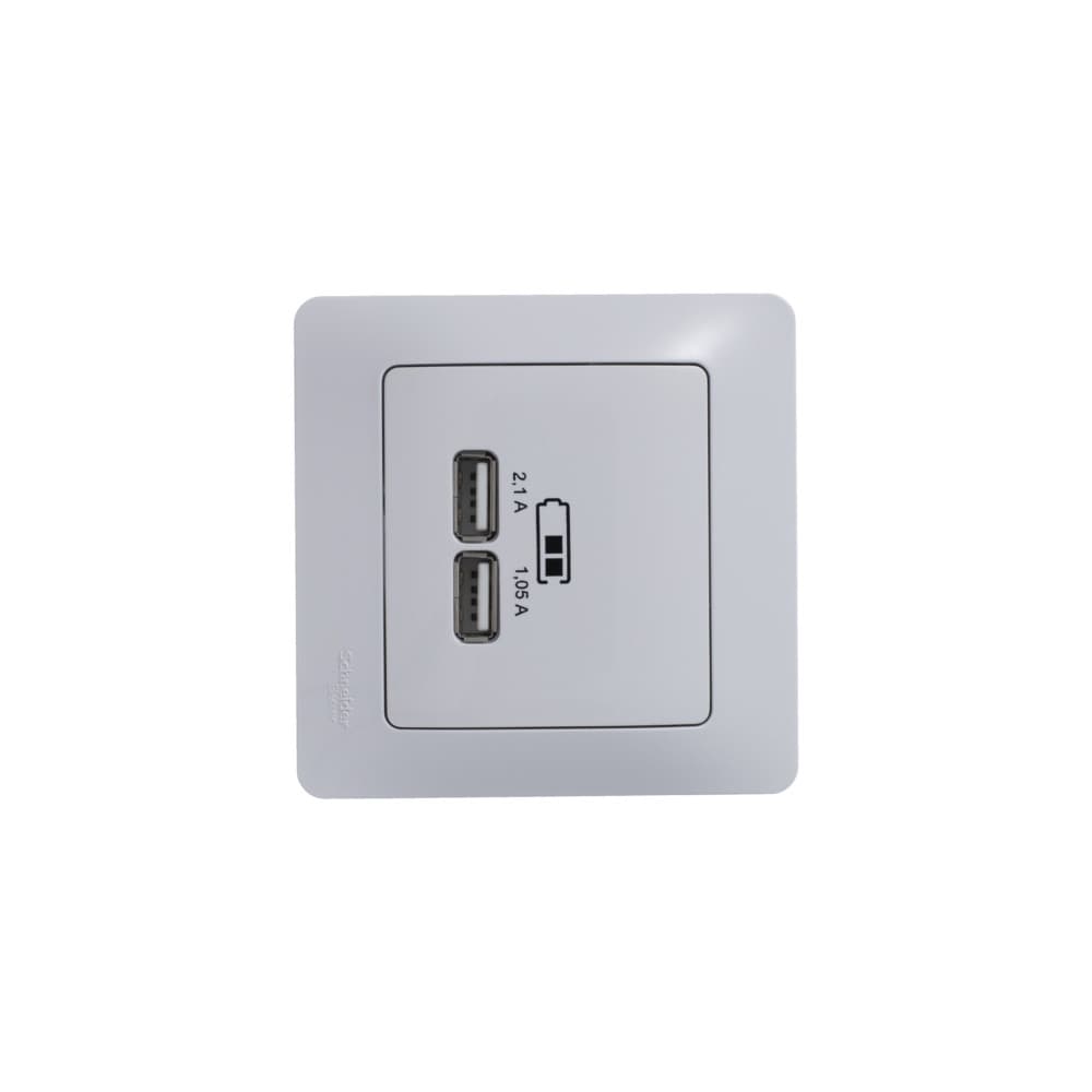 Розетка GLOSSA USB A+A 5В/2100мА 2х5В/1050мА механизм белый
