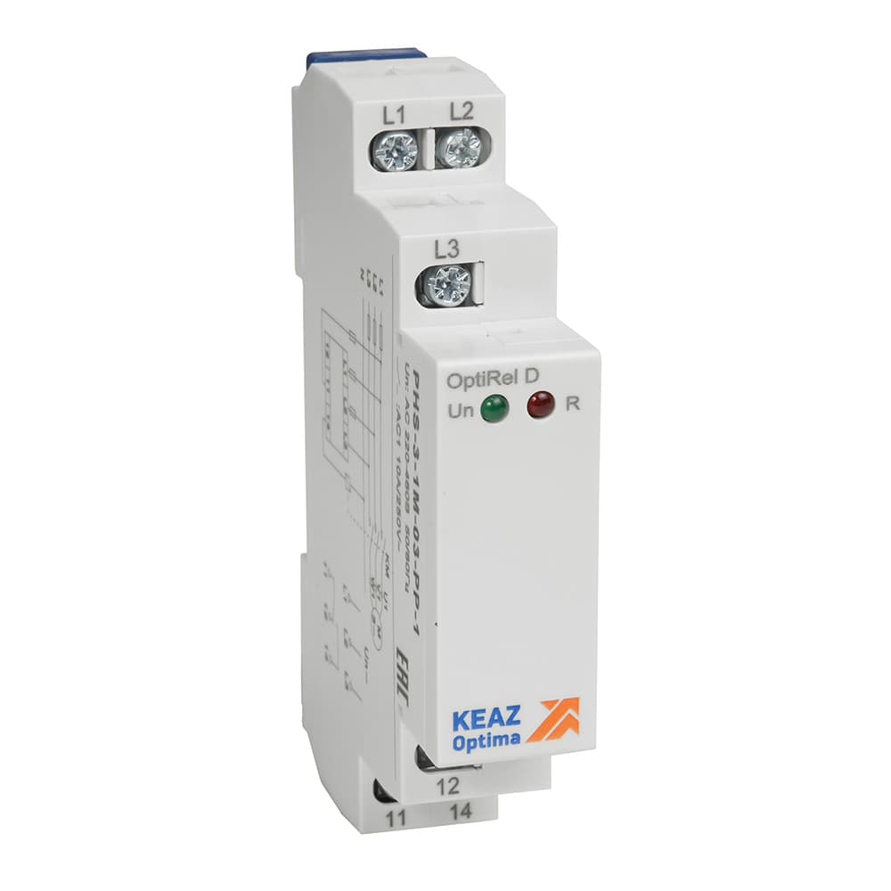 Реле контроля фаз OptiRel D PHS-3-1M-03-PP-1 чередования обрыва фаз трехфазный 1СО