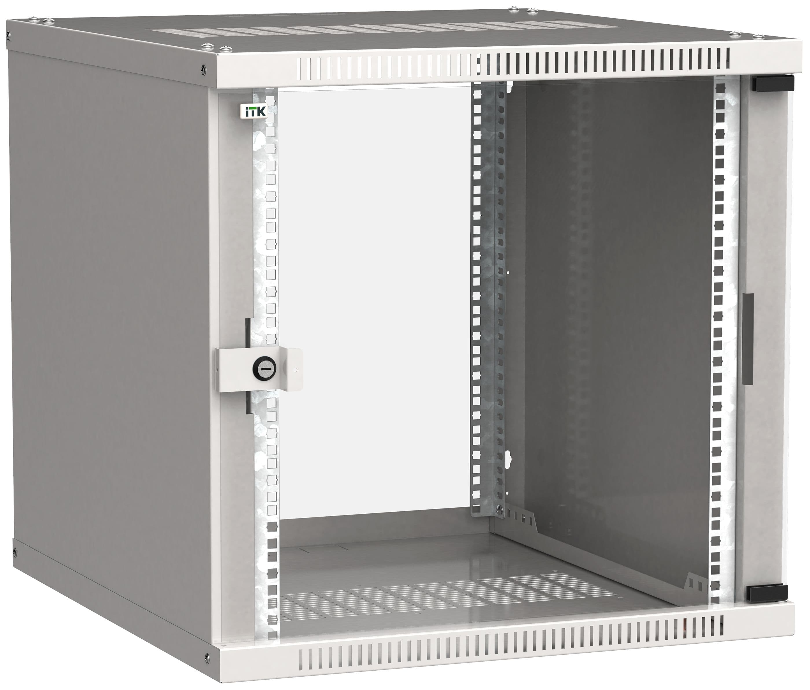 Шкаф настенный LINEA WE 12U 600х600мм дверь стекло серый