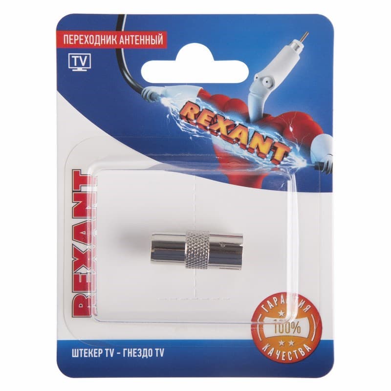 Переходник антенный, штекер TV - гнездо TV, REXANT
