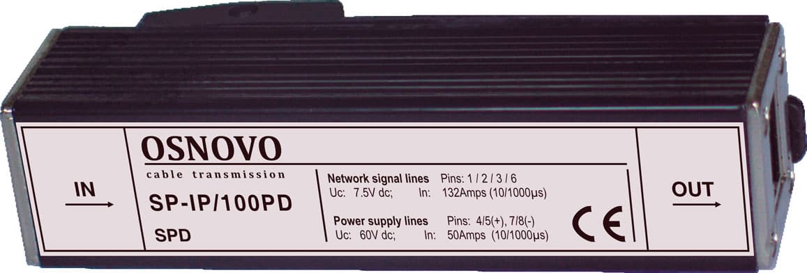 Устройство грозозащиты с защитой линий PoE до 100 Мб/с RJ45