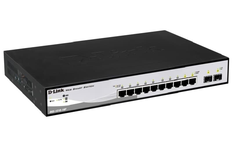 Коммутатор управляемый L2 10 портов RJ45/SFP 10 100 1000 Мб/с PoE 65Вт