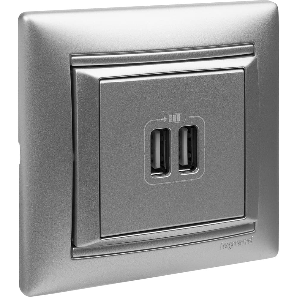 Розетка USB A+A 15Вт алюминий VALENA