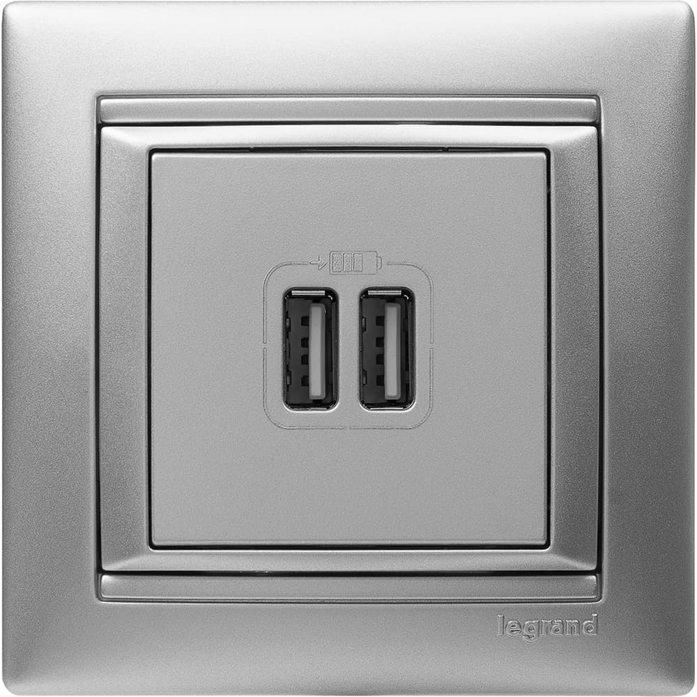 Розетка USB A+A 15Вт алюминий VALENA