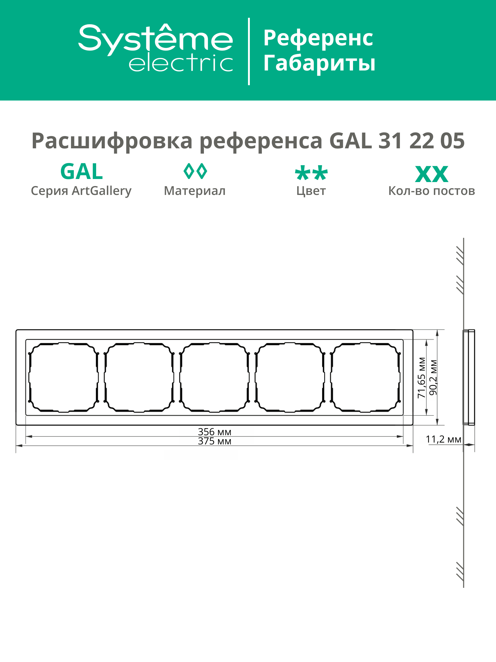 ARTGALLERY PURE 5-постовая РАМКА, МЕТАЛЛ ЛАТУНЬ