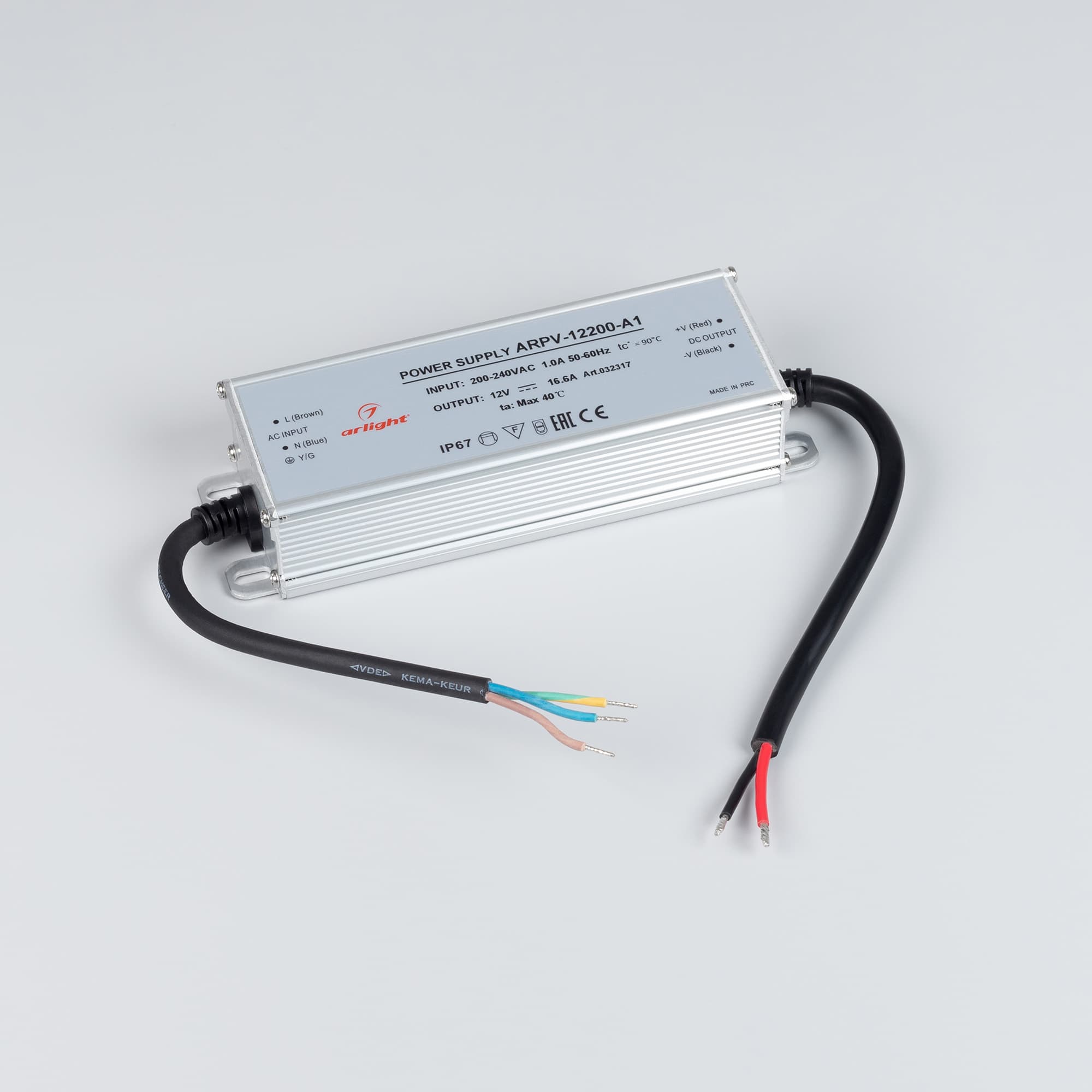 Блок питания ARPV-12200-A1 (12V, 16.6A, 200W) (IP67 металл, 3 года)