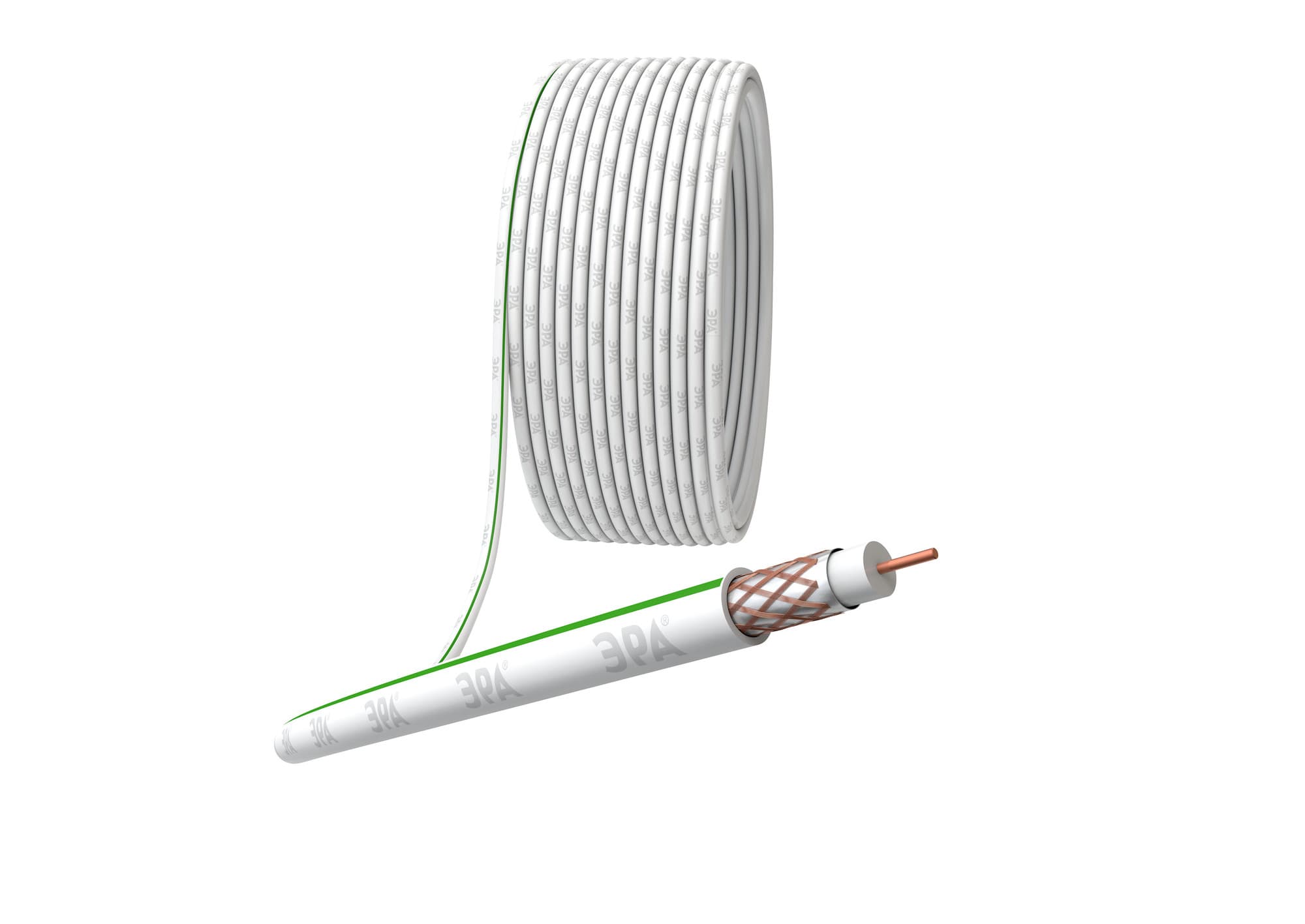 Кабель коаксиальный SAT 703 B 75 Ом Cu,  оплётка Cu 75% PVC белый 100м S-B-75-PVC100