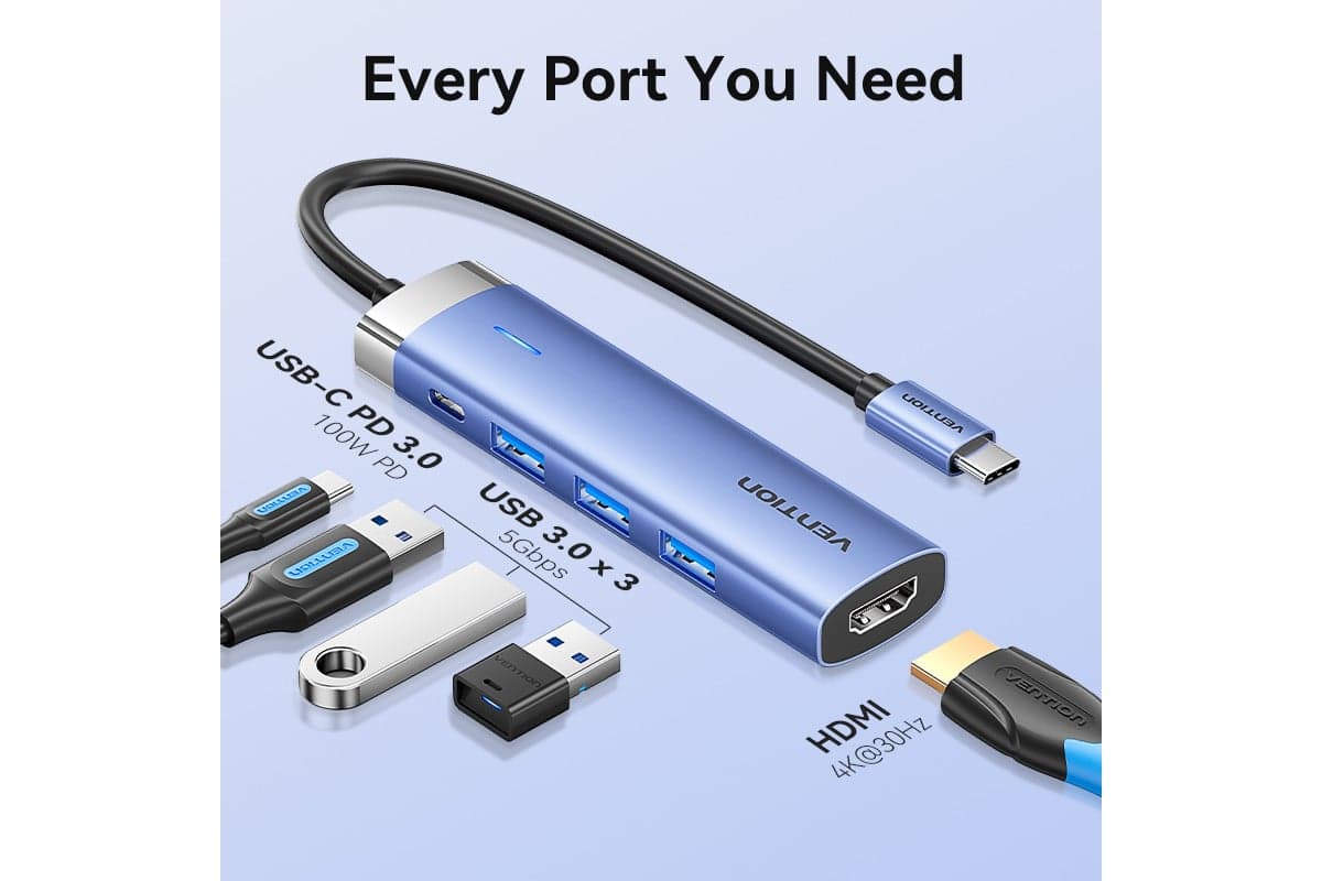 Мультифункциональный хаб USB Type C 5 в 1