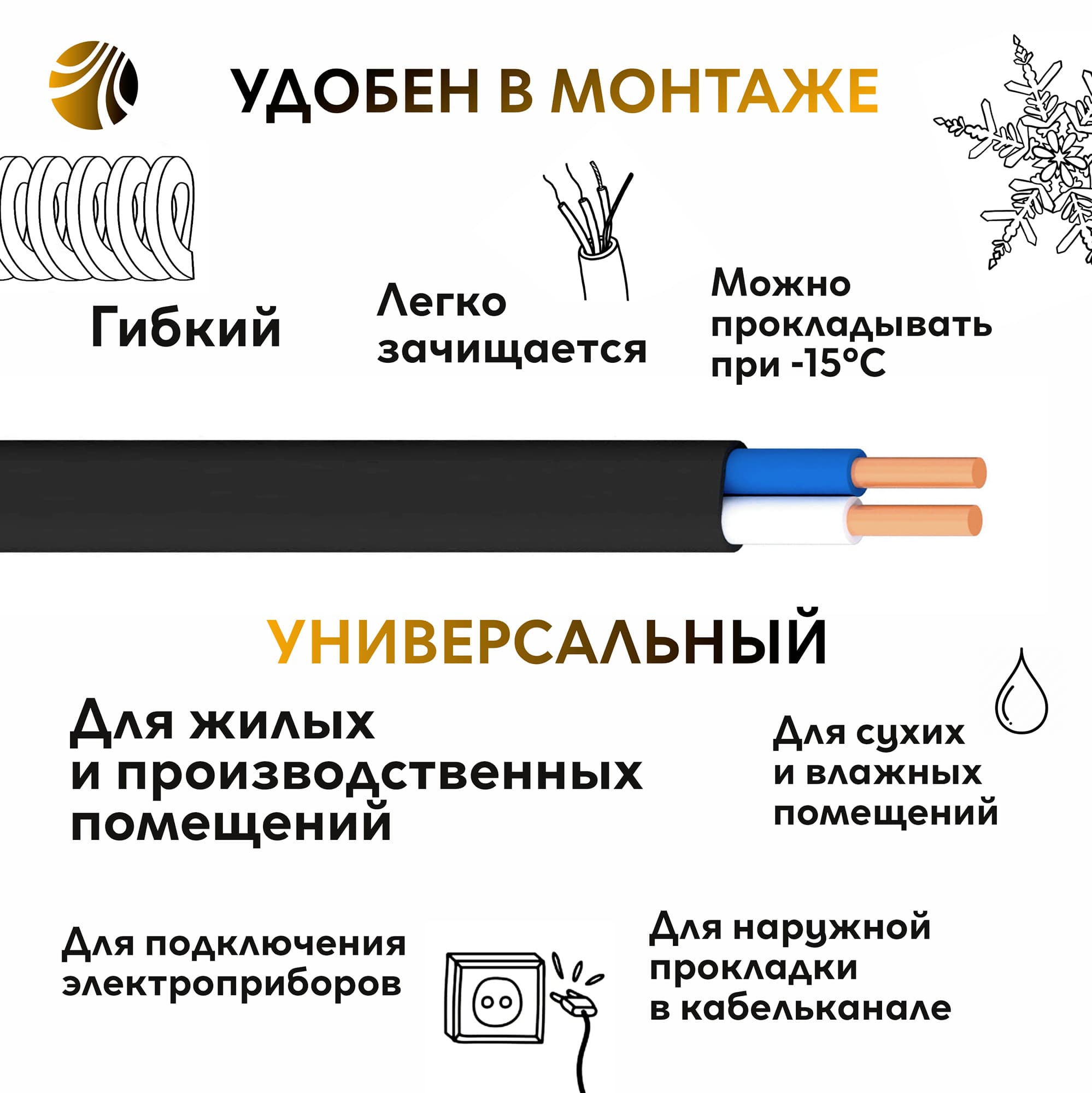 Кабель силовой ВВГнг(А) 2х1.5пл -0.66ТРТС