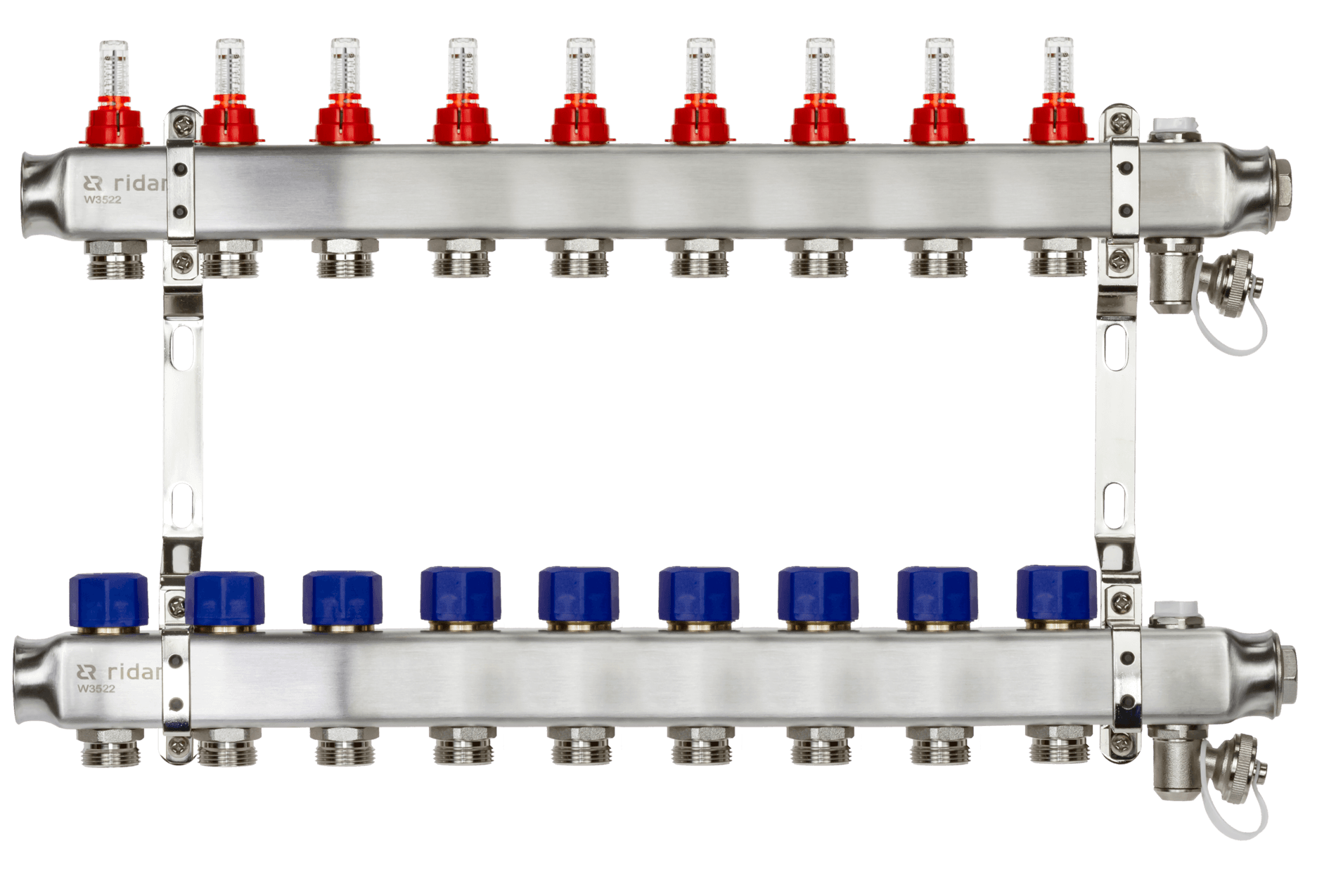 Коллекторная группа SSM-9RF set 9 контуров 1'X3/4' с расходомерами и кронштейнами