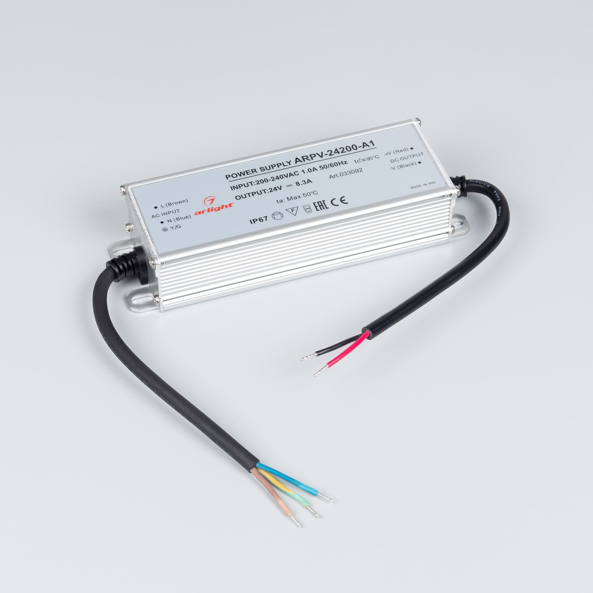 Блок питания ARPV-24200-A1 (24V, 8.3A, 200W) (IP67 металл, 3 года)
