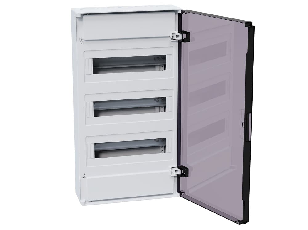 Щит ЩРН-п-36 белый с черной полупрозрачной дверью IP40 OptiBox PRO