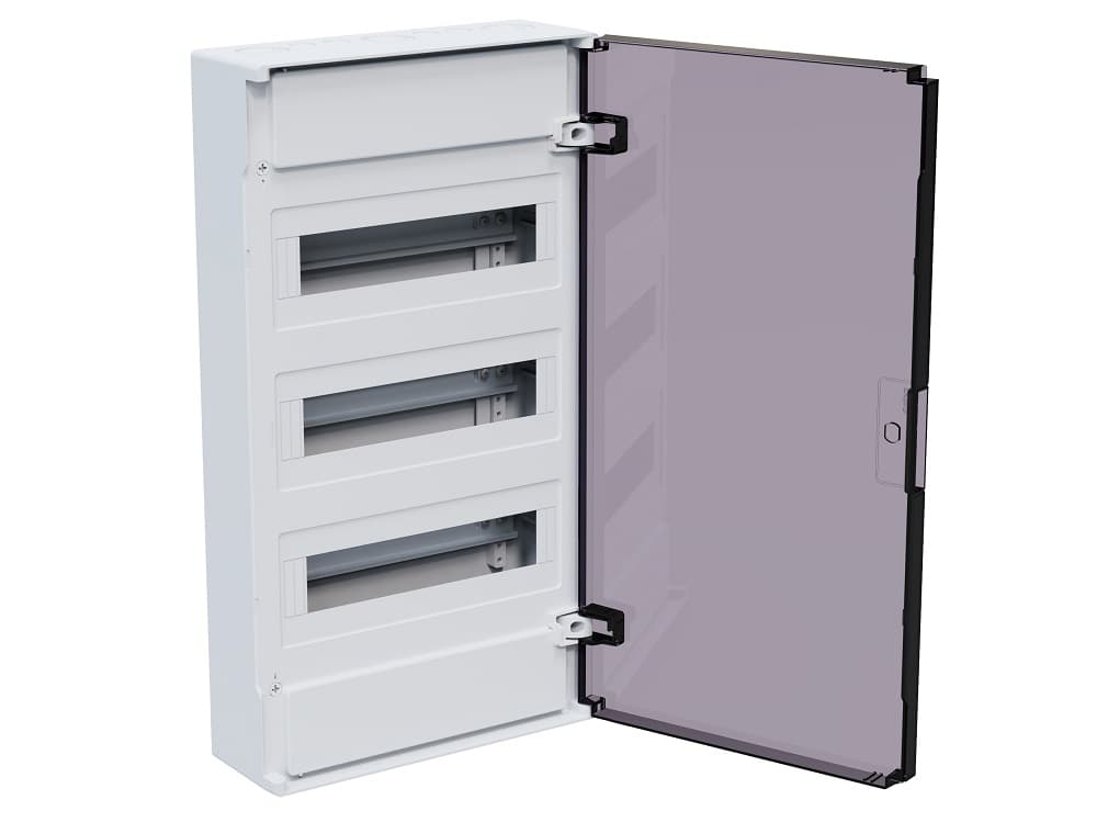 Щит ЩРН-п-36 белый с черной полупрозрачной дверью IP40 OptiBox PRO