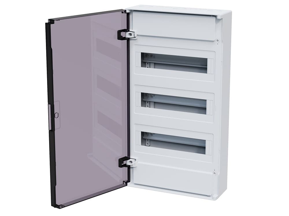 Щит ЩРН-п-36 белый с черной полупрозрачной дверью IP40 OptiBox PRO