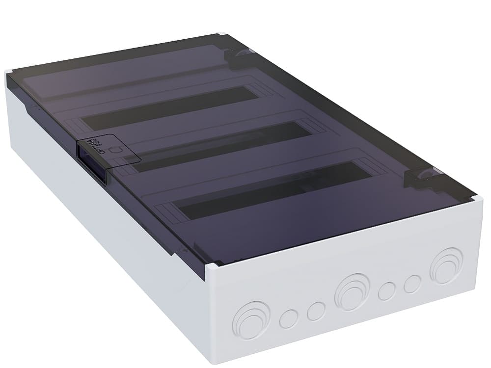 Щит ЩРН-п-36 белый с черной полупрозрачной дверью IP40 OptiBox PRO