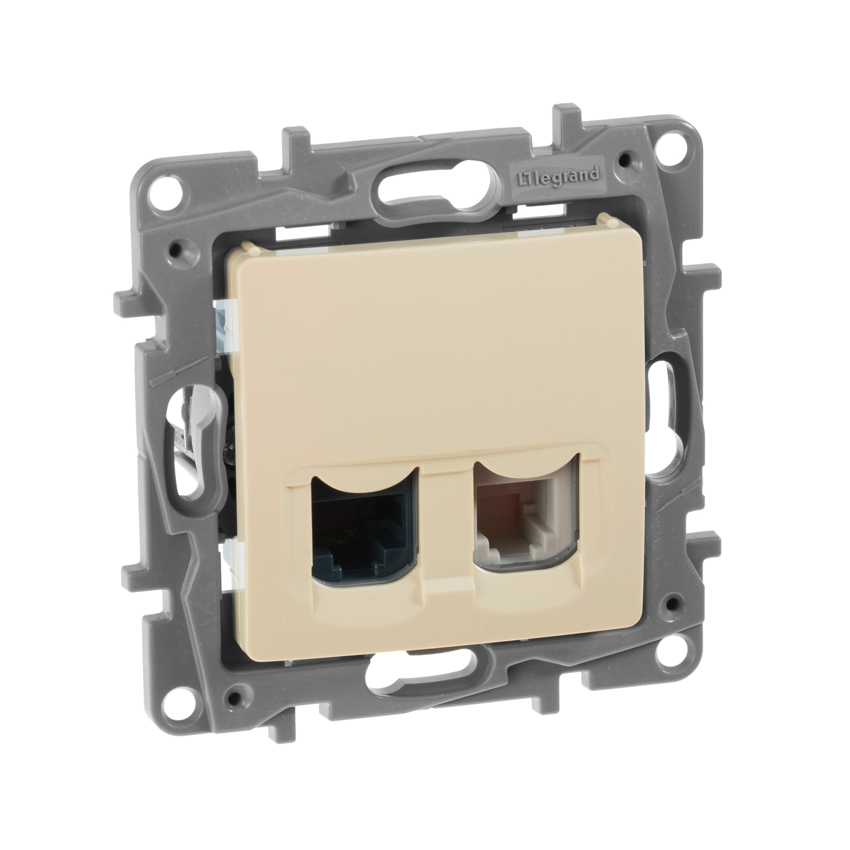 Розетка двойная RJ11+RJ45 кат.5E UTP слоновая кость ETIKA