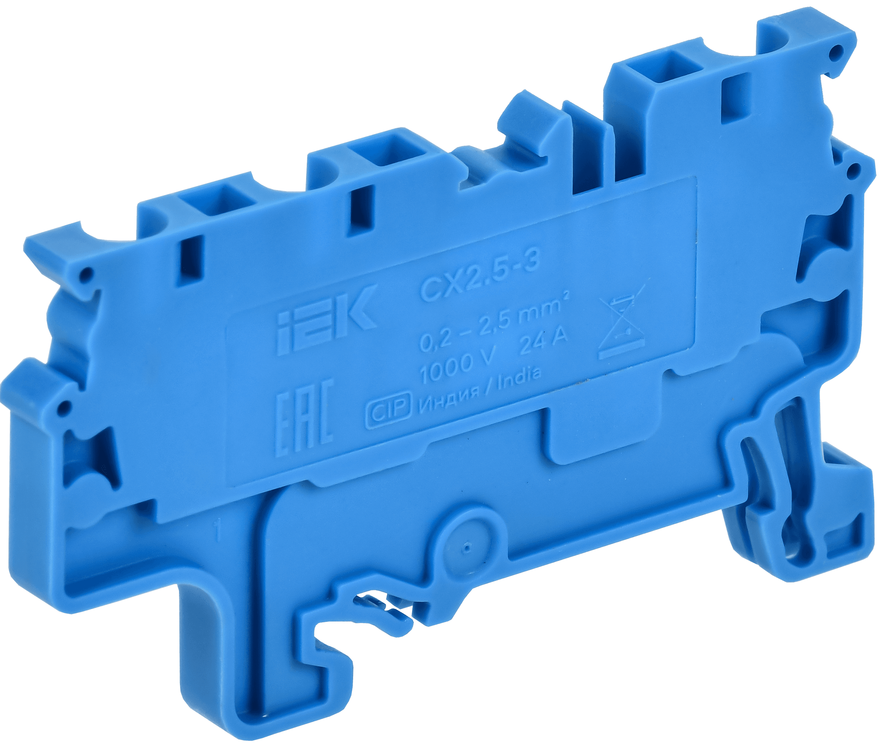 ARMAFIX Клемма пружинная CX2.5-3 BU 2,5мм2 трехконтактная синяя IEK