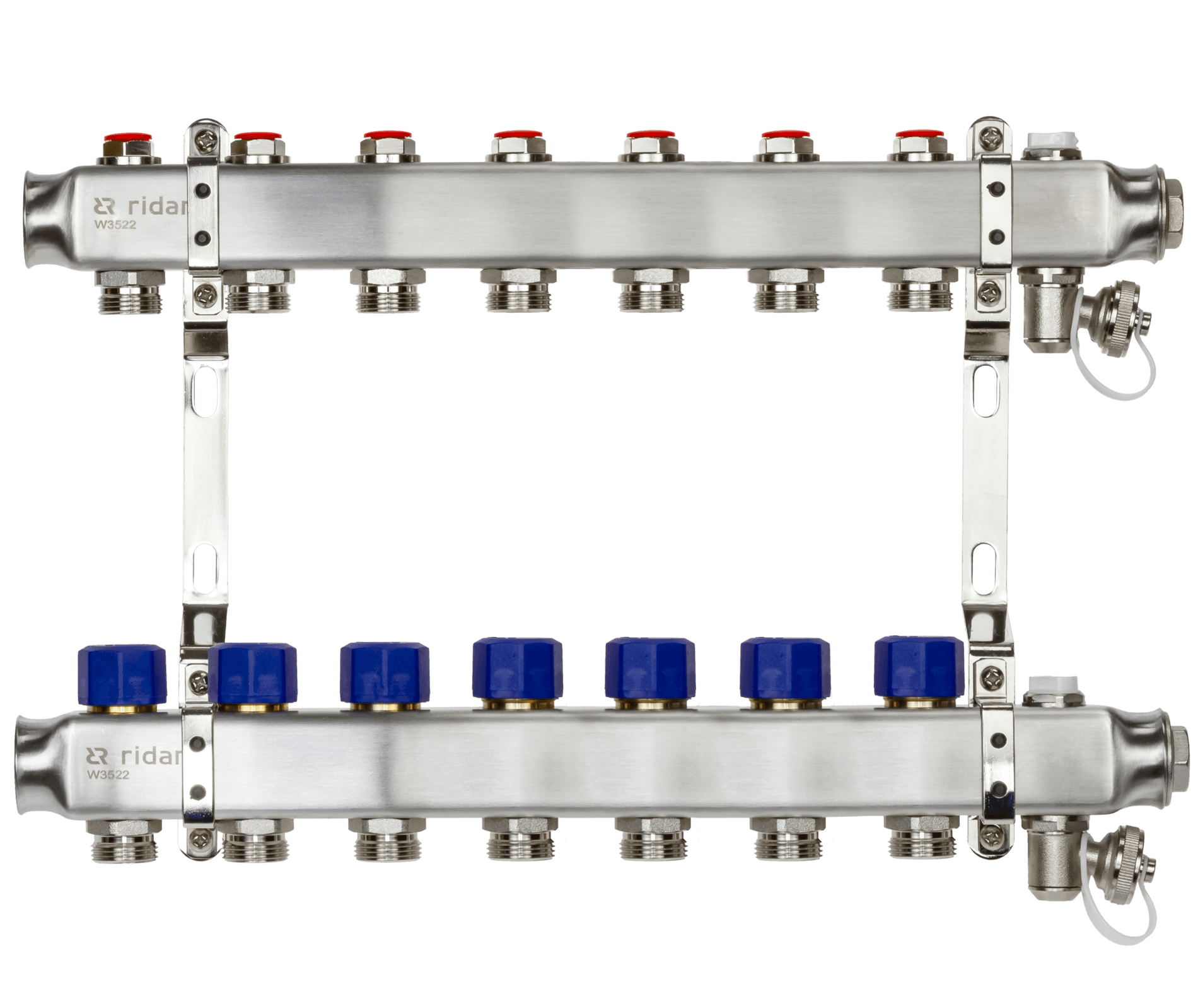 Коллекторная группа SSM-7R set 7 контуров 1'X3/4' с термостатическими клапанами и кронштейнами