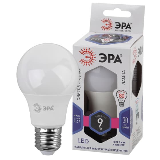 Лампа светодиодная LED 9 Вт 720Лм 6000К груша холодный E27 170-265В LED A60-9W-860-E27 Standart