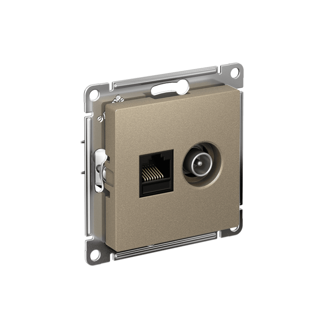 Розетка ATLASDESIGN двойная компьютерная+ТВ RJ45+TV категория 5E механизм шампань