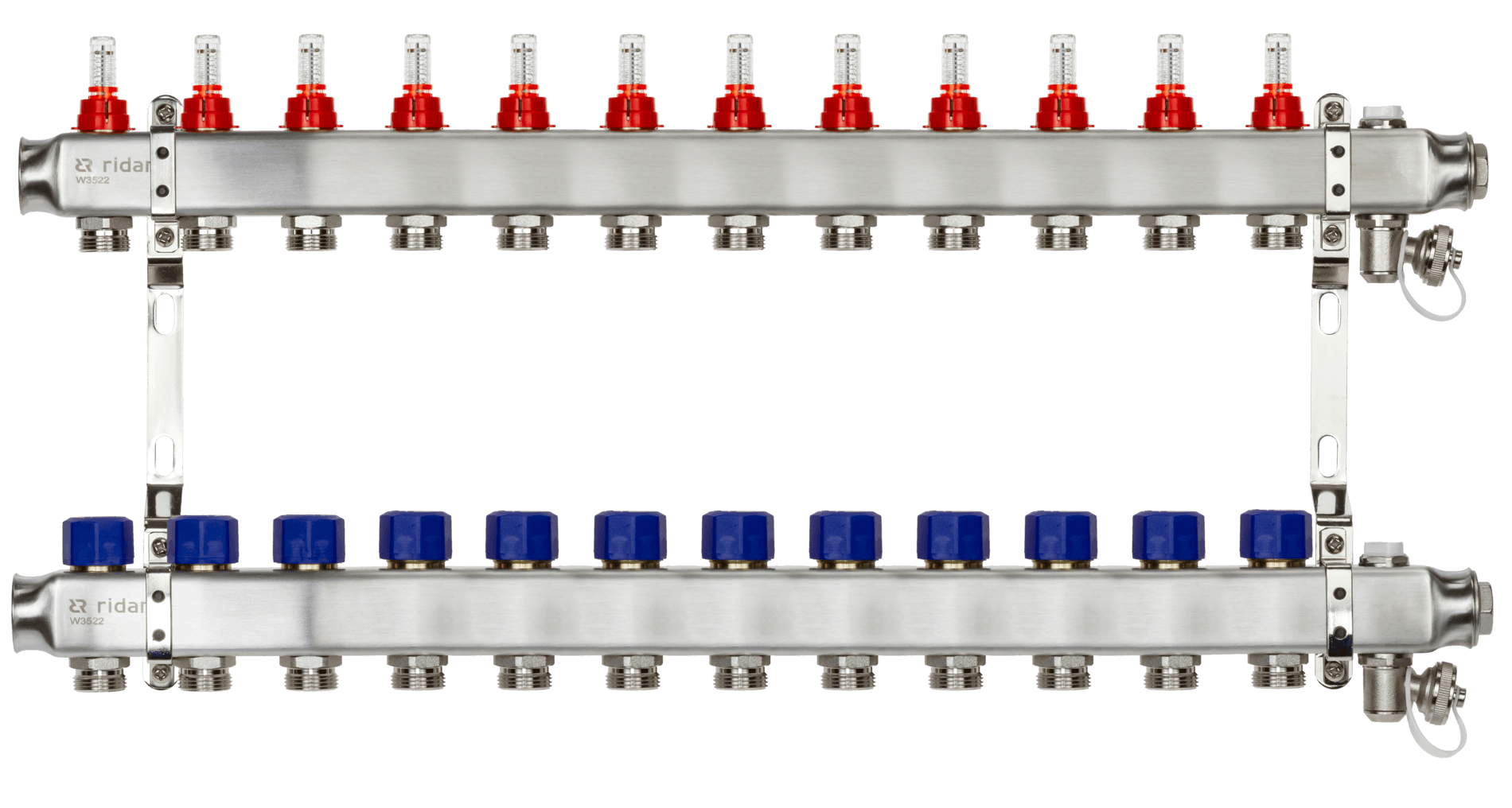 Коллекторная группа SSM-12RF set 12 контуров 1'X3/4' с расходомерами и кронштейнами