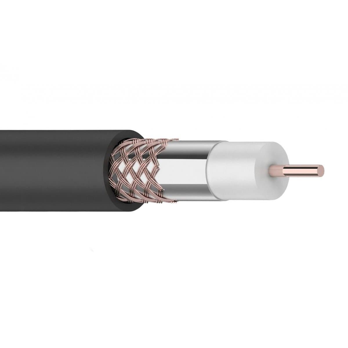 Кабель коаксиальный RG-6U+Cu 75 Ом Cu/Al/Cu 64% OUT черный 100 м