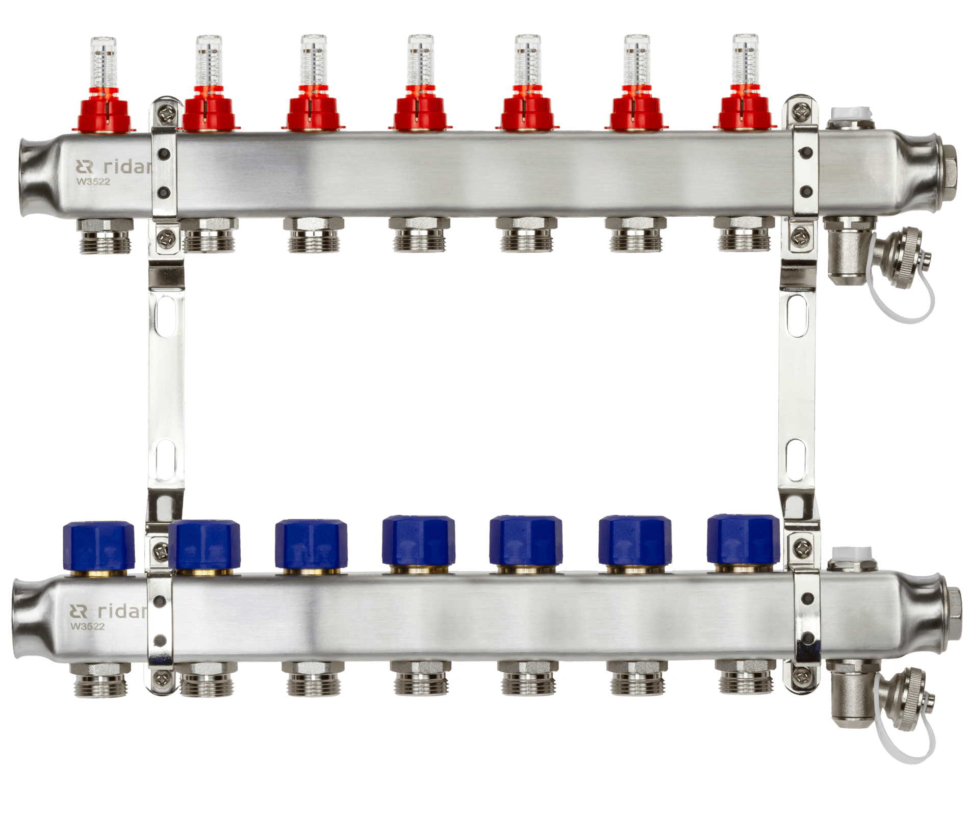Коллекторная группа SSM-7RF set 7 контуров 1'X3/4' с расходомерами и кронштейнами