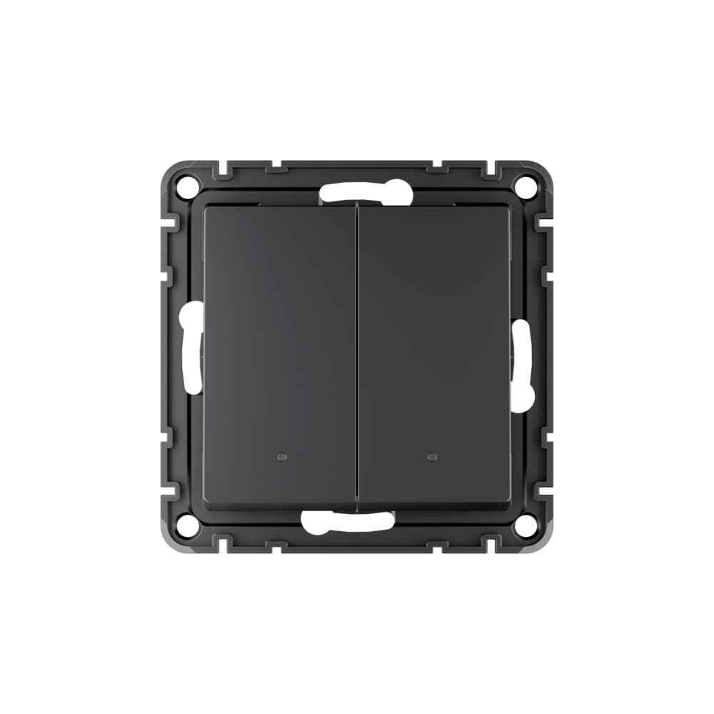 ATLASDESIGN SMART 2-кл. ВЫКЛЮЧАТЕЛЬ с подсв., Zigbee, сх.5, L+N, 10А, мех., КАРБОН
