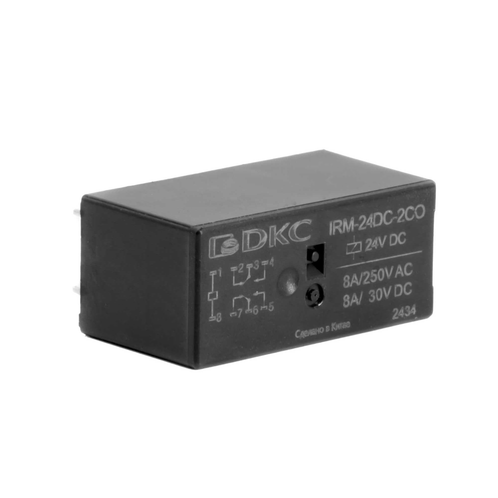 Реле миниатюрное низкопрофильное, 2CO, коммутируемый ток 8 А, AgSnO напряжение 24V DC
