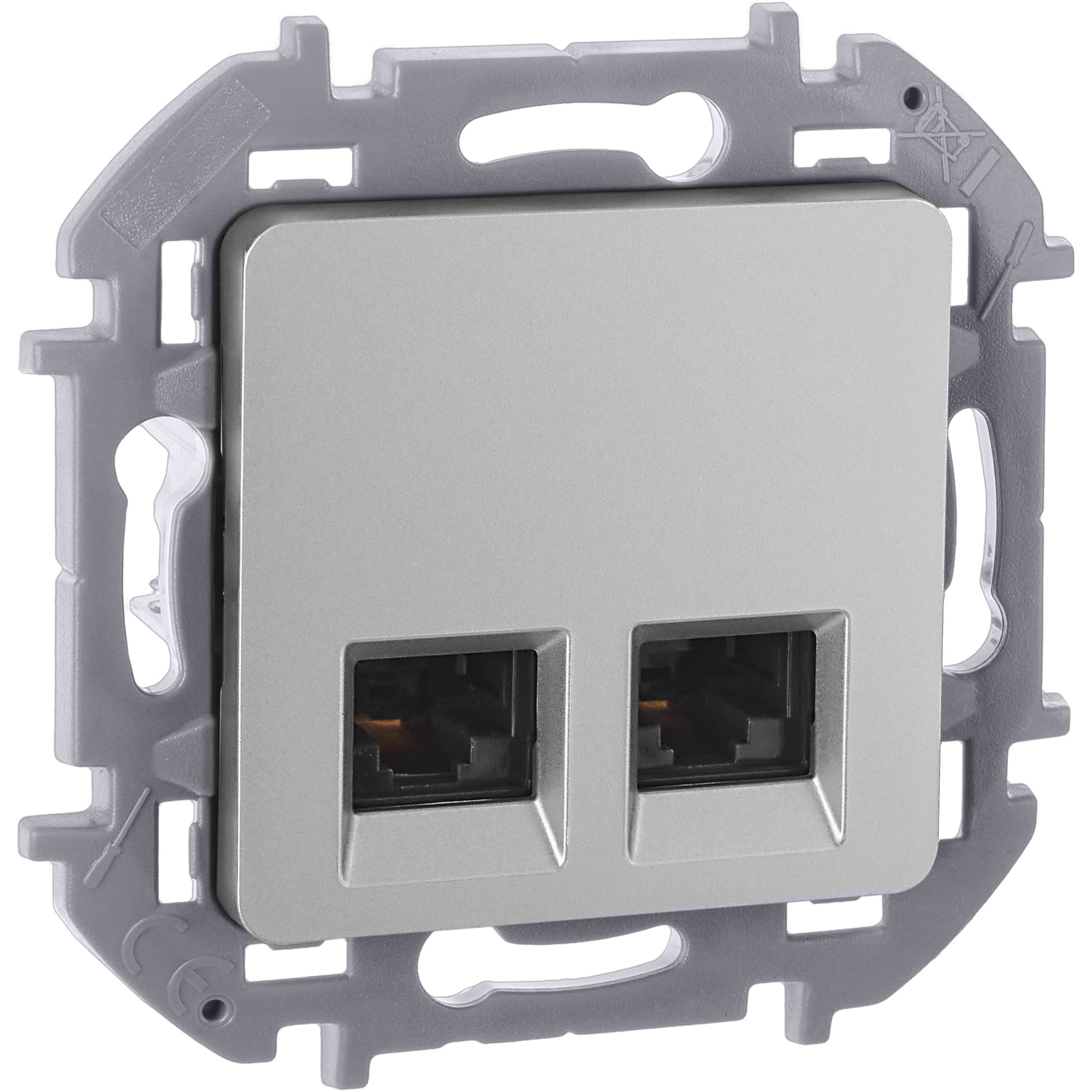 Розетка компьютерная двойная RJ45 категория 5Е UTP алюминий INSPIRIA