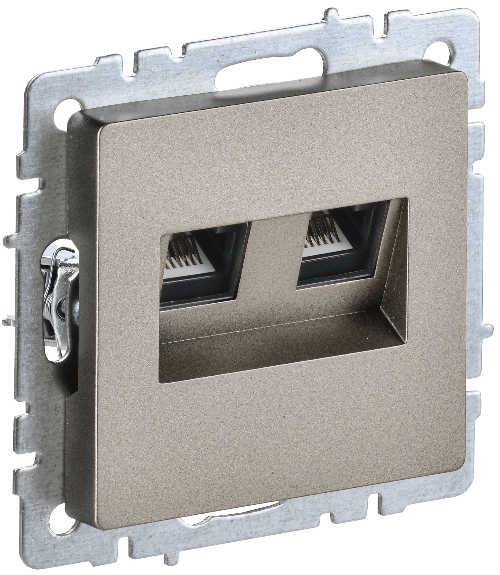 BRITE Розетка двойная RJ11+RJ45 кат.5E РК/Т12-БрШ шампань