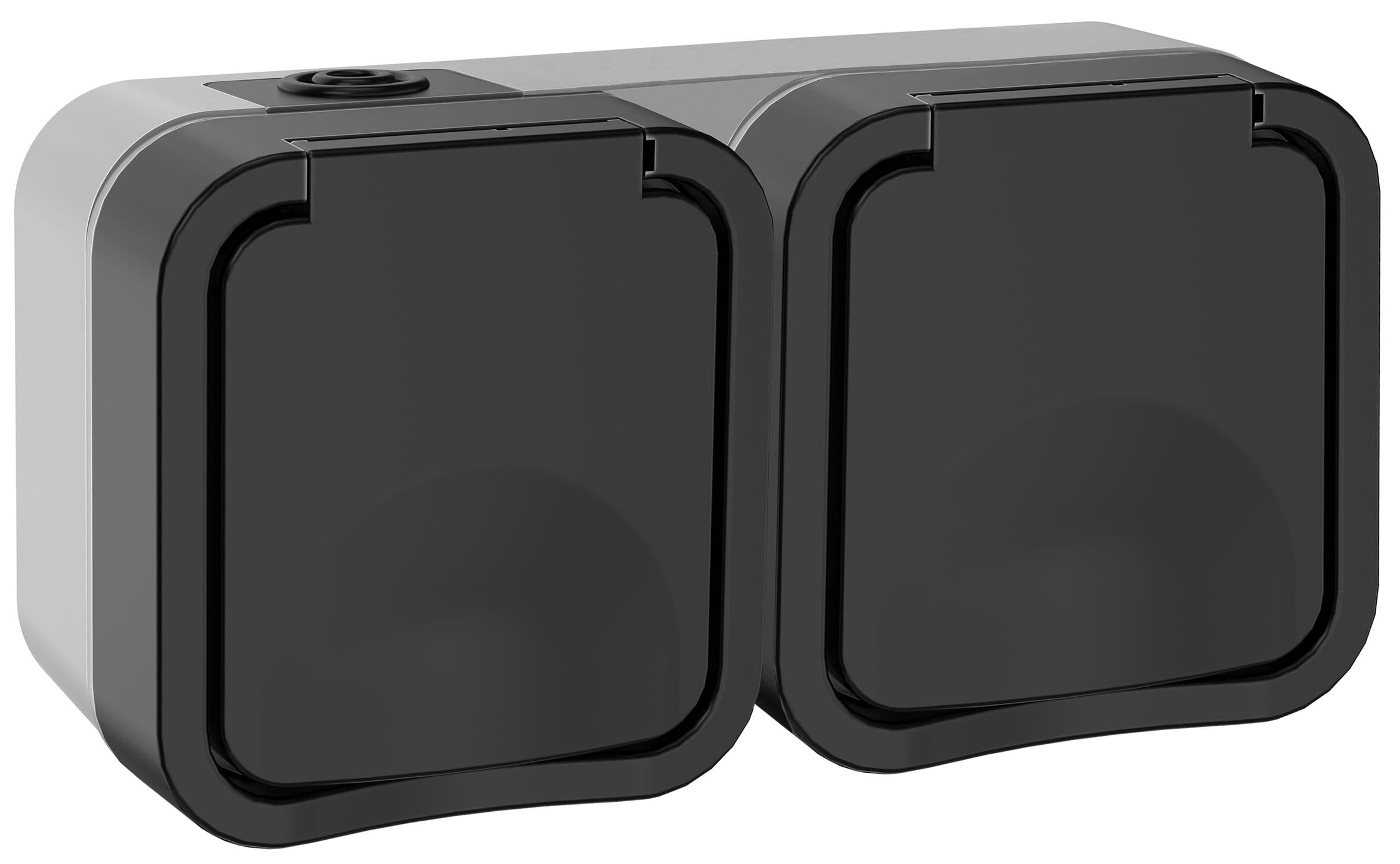 Розетка 2-местная горизонтальная TORS 16А IP55 графит