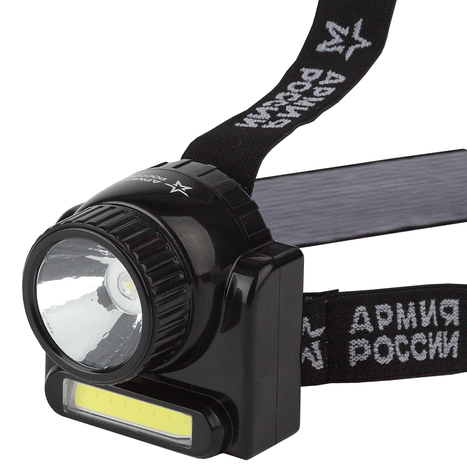 Фонарь налобный светодиодный 6Вт 176Лм IP20 SMD+COB 2 режима аккумуляторный АРМИЯ РОССИИ Гранит GA-501 черный