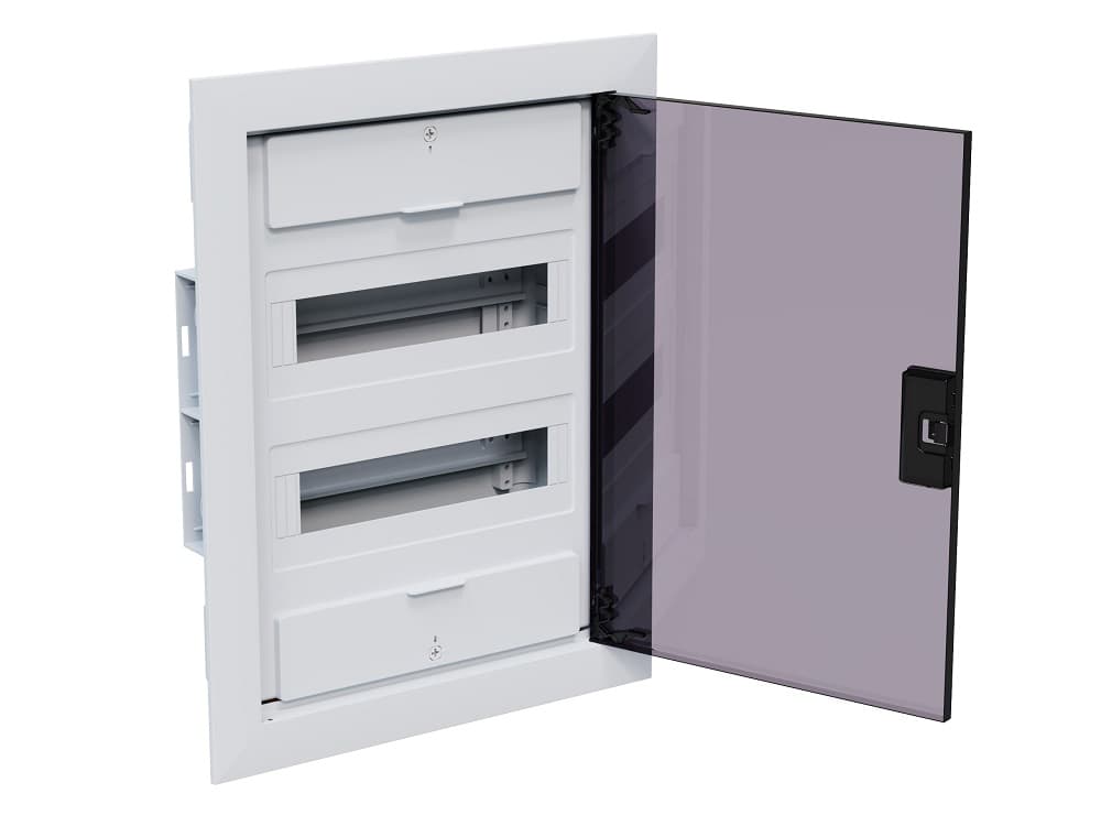 Щит ЩРВ-п-24 белый с черной полупрозрачной дверью IP40 OptiBox PRO