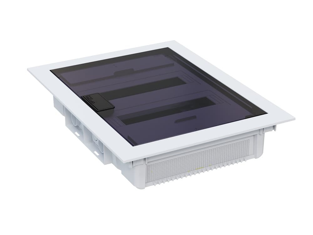 Щит ЩРВ-п-24 белый с черной полупрозрачной дверью IP40 OptiBox PRO