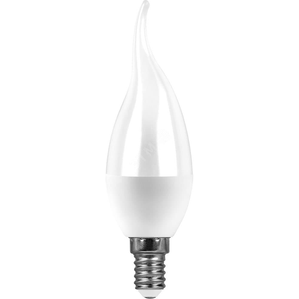 Лампа светодиодная LED 9вт Е14 белый матовая свеча на ветру