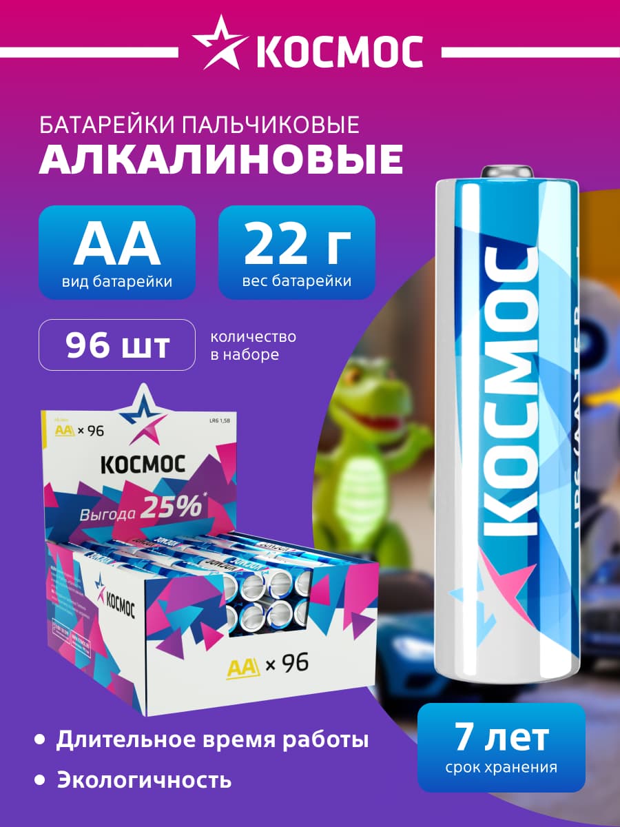 Батарейка алкалиновая пальчиковая АА LR6 упаковка 96 шт