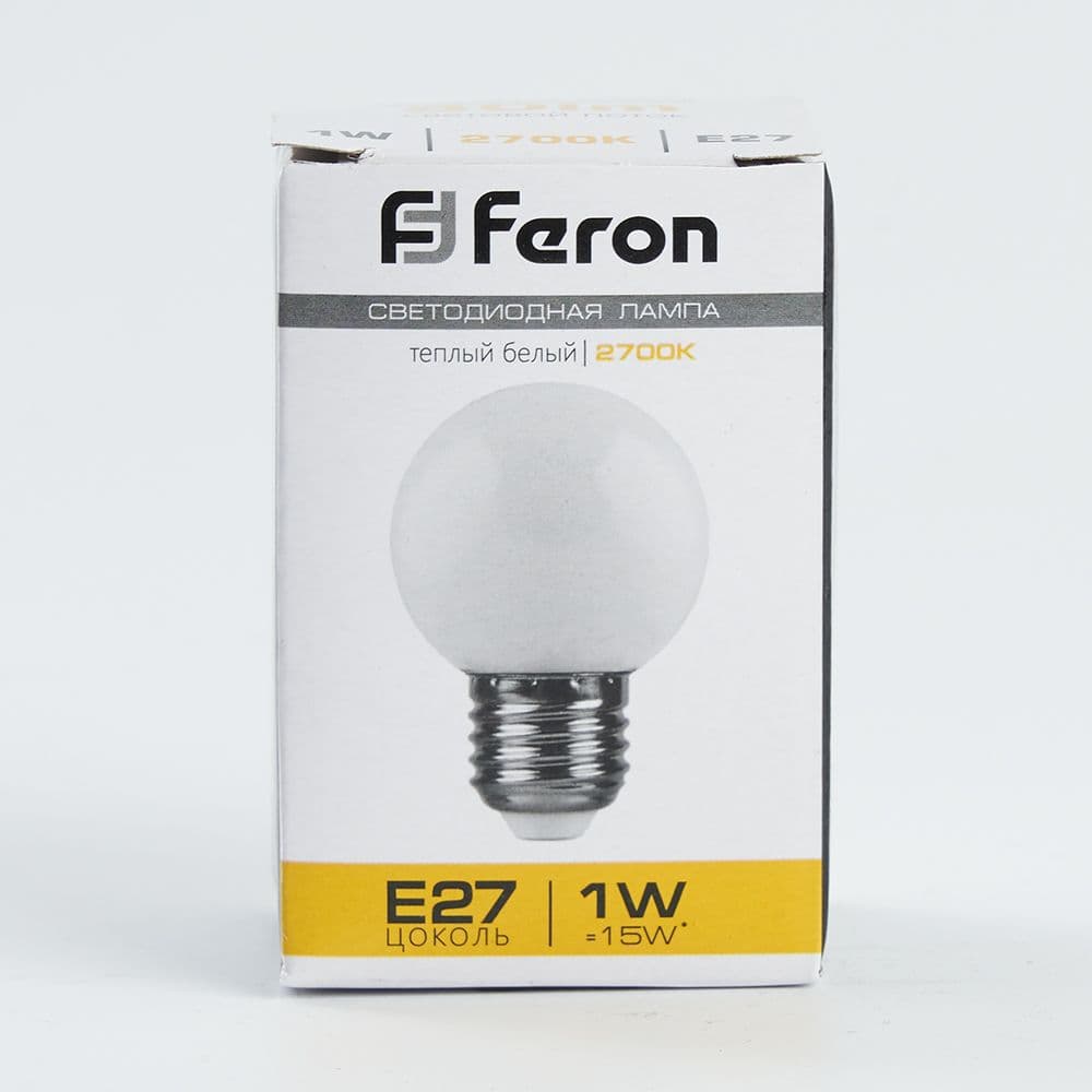 Лампа светодиодная LED 1вт Е27 белый 2700К (шар)