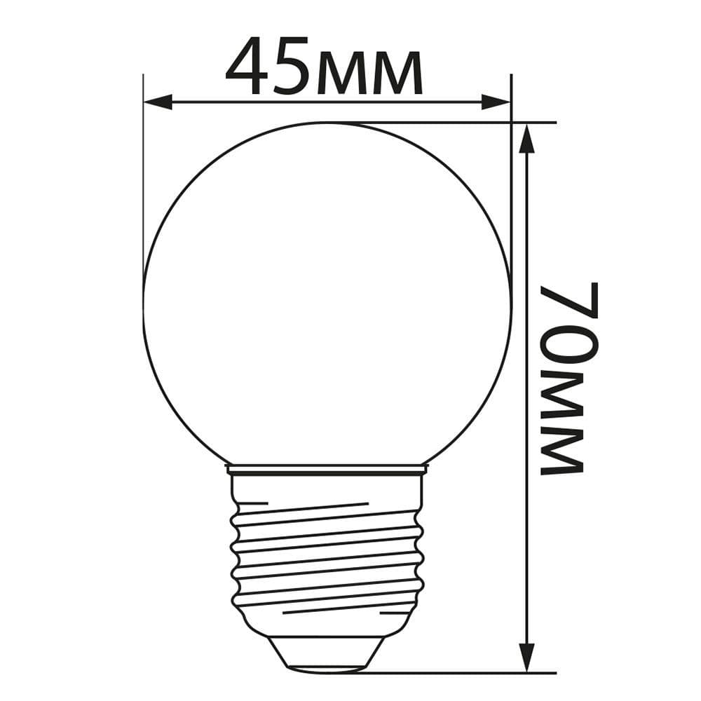 Лампа светодиодная LED 1вт Е27 белый 2700К (шар)