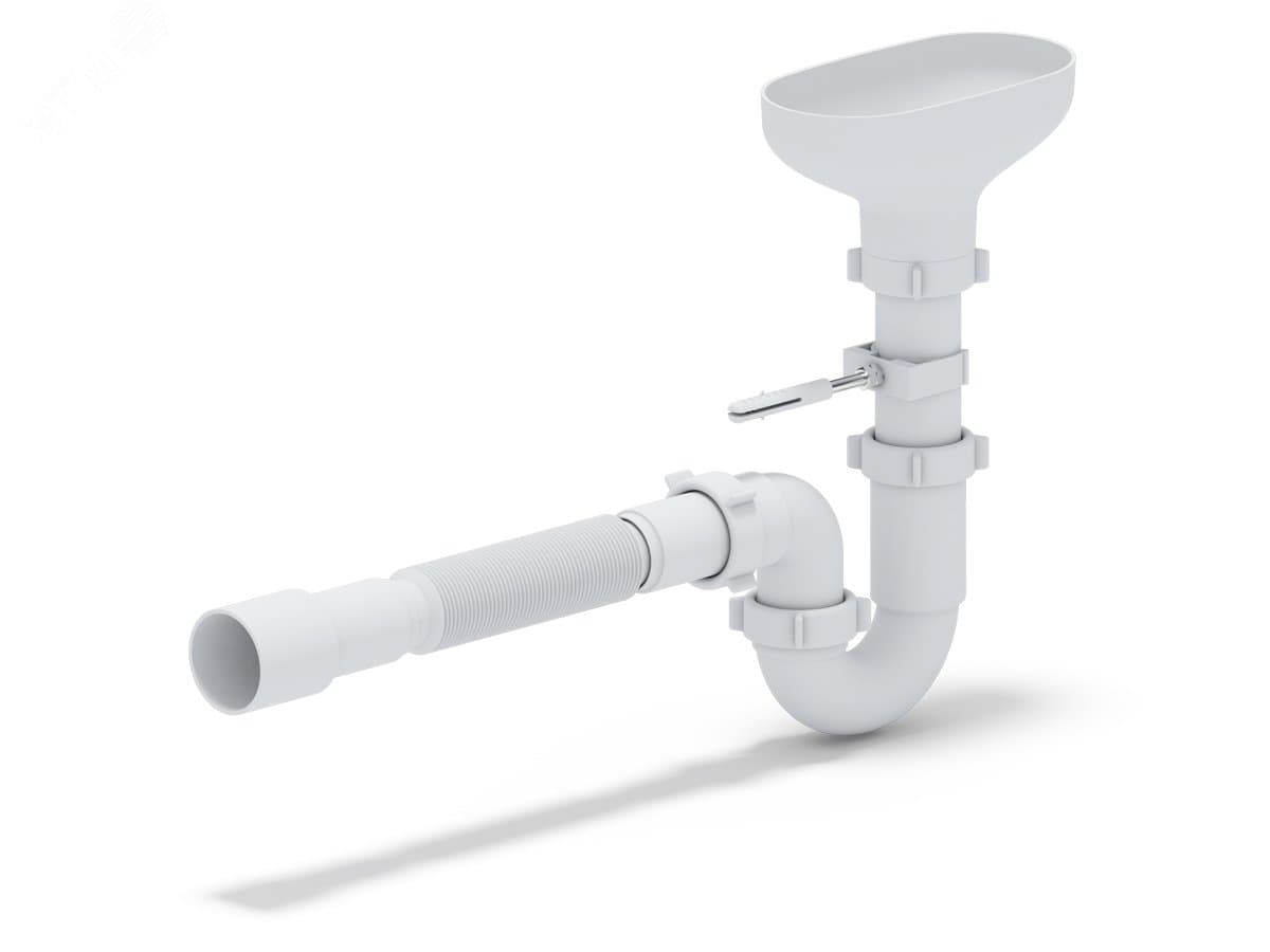 Сифон для мойки АНИ 1 1/2'X40 прямоточный с разрывом струи с гибкой трубой 40х40/50
