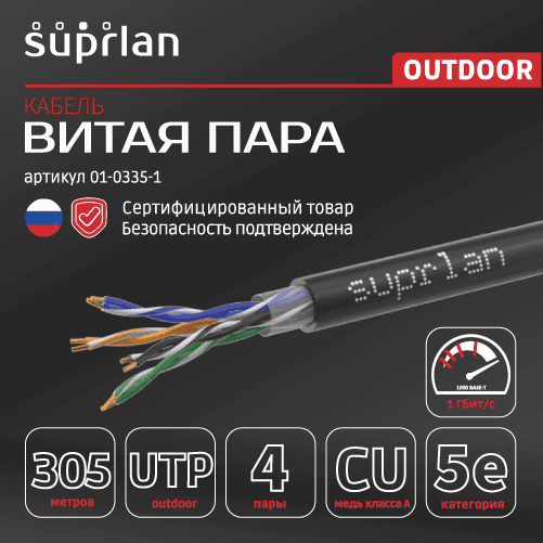 Витая пара U/UTP кат 5e 4x2xAWG24 Median Cu PE OUT