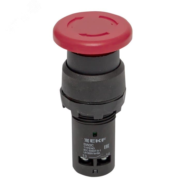 Кнопка SW2C-11MZ поворотная красная Грибок 1з+1р