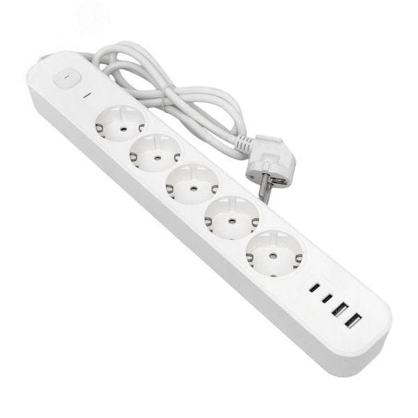 Удлинитель LUX 5 гнезд 2USB 2,4А+2type-C 5 метров 1,5мм2
