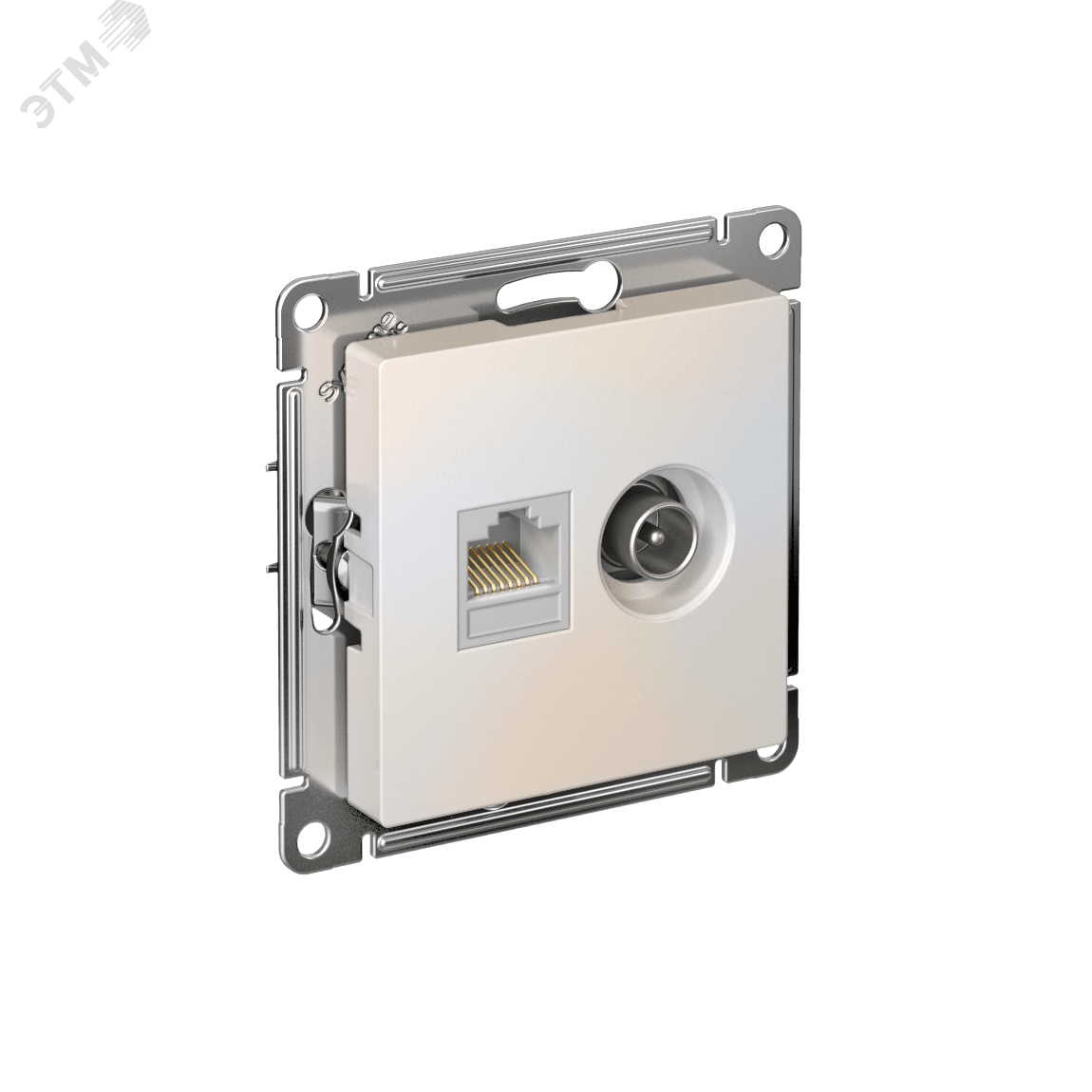 Розетка ATLASDESIGN двойная компьютерная+ТВ RJ45+TV категория 5E механизм жемчуг