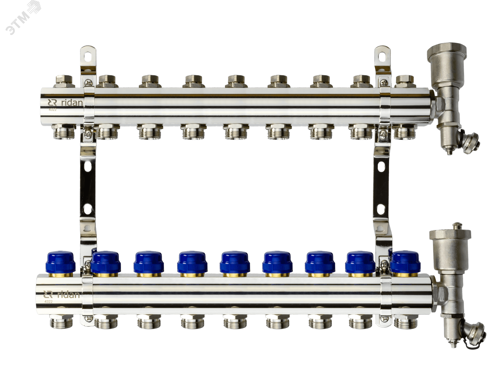 Коллекторная группа FHF-9R set 9 контуров 1'x3/4' c воздухоотводчиками и кронштейнами